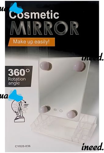 Desktop Makeup Organizer Cosmetic Mirror 360 CY020-036 Touch Screen for Cosmetics with LED Backlight on Stand MAG-714 HH073-1 White