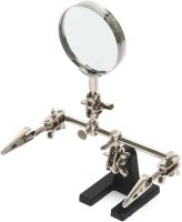 Magnifying Desktop Magnifier Third Hand EL-16126 Adjustable Glass 60 mm with Two clips, Repair station Holder for Soldering and Modeling