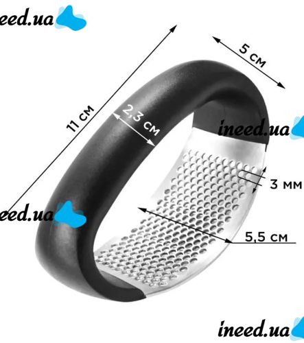 Прес подрібнювач Arc-Shaped Garlic Press для часнику, Ручна часничниця, Часникодавка, натискна часникодавилка з нержавіючої сталі Чорна