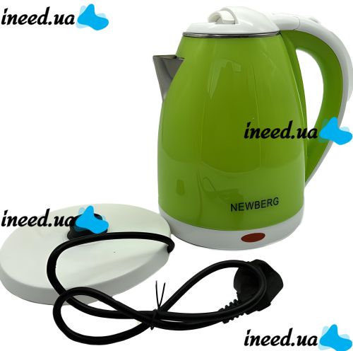 Newberg NB-856 1.8 Liter 1800W Electric Kettle with Iron Flask, Disc Electric Kettle with Automatic Shutdown for Kitchen BN-856 Green