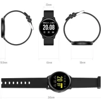 Wrist Smart Watch KW19 Black 44mm with Pressure Measurement and Fitness Tracker Smart Bluetooth Watch with Heart Rate Monitor IP67 Black