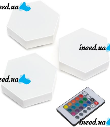 Модульная RGB подсветка ночник соты 3 шт в шкаф Led Light 359 Lamp беспроводной шестигранный сенсорный светильник с пультом управления