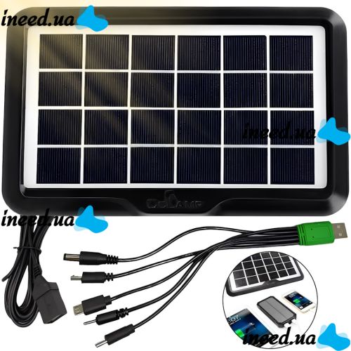 Сонячна панель Cclamp Solar Panel CL-639 4W 6V IP65 портативна батарея з мультикабелем USB для зарядки мобільних пристроїв від сонця 639CL