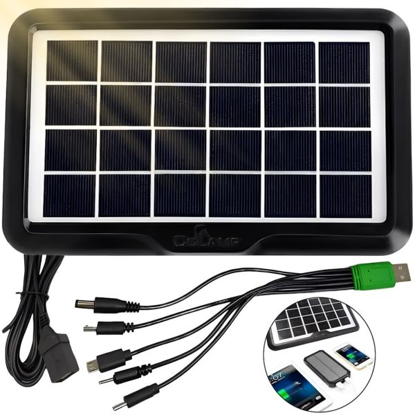 Солнечная панель Cclamp Solar Panel CL-639 4W 6V IP65 портативная батарея с мультикабелем USB для зарядки мобильных устройств от солнца 639CL