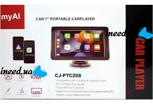 Автомобільний сенсорний монітор Carplay CJ-PTC208 7 " портативний екран на присоску 1024х600 дисплей на лобове скло в машину CarPlay IOS Android