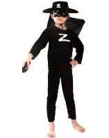 Children's Zorro Carnival Costume with Mask, Zorro Super Hero Masquerade Costume for kids from 3 to 10 years old Black