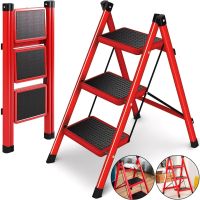 Folding stepladder for 3 steps Mastar 3 Step Ladders up to 150 kg folding three-stage one-way ladder with anti-slip coating 84x40 cm