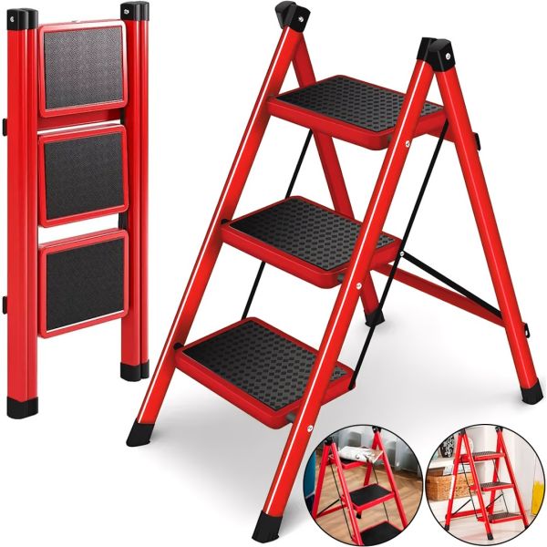 Складная стремянка на 3 ступени Mastar 3 Step Ladders до 150 кг раскладная трехступенчатая односторонняя лестница с антискользящим покрытием 84х40 см
