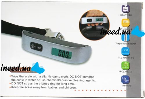 Canter electronic scales without change 50 kg Canter S044 digital Hand Scales with Backlit screen, luggage weighing device ACS 50KG S 004