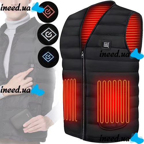 Electric heated thermal vest Hoson Heated Vest is a universal vest with 3 temperature adjustment modes for warming hands and back from USB
