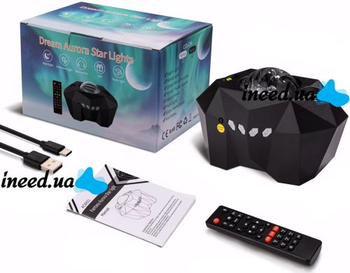 Проектор зоряного неба Аврора Dream Aurora Star lights AC6923 світлодіодний RGB LED нічник з Bluetooth колонкою, таймером і пультом ДУ AND AA10-7