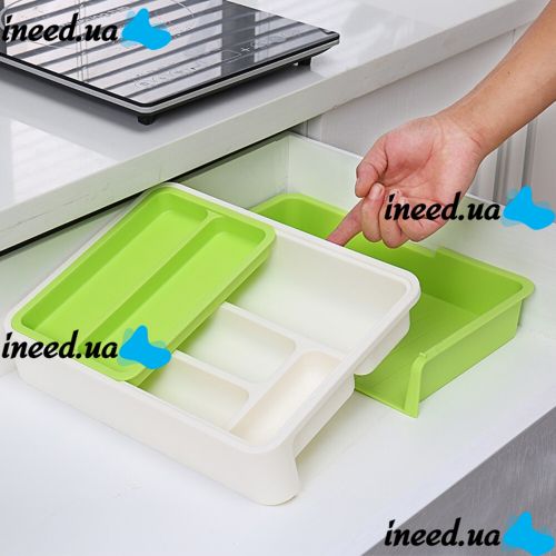 Универсальный раздвижной органайзер Expandable Drawer Organizer 34Х36.5Х5.5 см для кухонных столовых приборов, ложек и вилок в выдвижной ящик