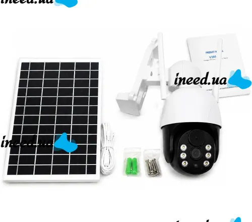 Беспроводная уличная IP камера видеонаблюдения TP8 V380 Pro Solar WI-FI поворотная аккумуляторная видеокамера под сим карту 4G на солнечной батарее