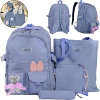 School bag Set Fashion SG5017 4 in 1 for girls, teenage school kit, backpack for 16 liters shopper bag pencil case, satchel with Purple badge