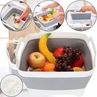 Folding Sink basket with drain Folding Cup portable Sink sink with stopper and handles, plastic basket for vegetables and fruits in the sink