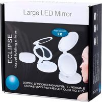 Round Folding Makeup Mirror Large Led Mirror W0-29 Cosmetic Folding Mirror on an Adjustable Stand with Magnification on Batteries
