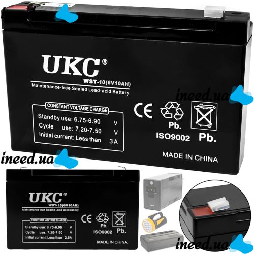 UKC 6V 10Ah WST-10 universal lead-acid battery 6V 10Ah for commercial equipment and toys