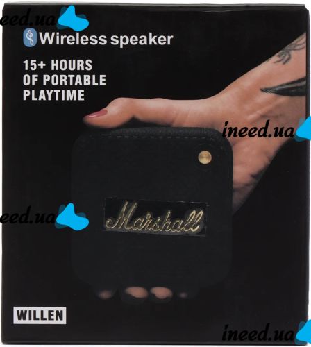Marshall Willen BT Portable Speaker Wireless Waterproof Bluetooth Speaker Retro Style USB for Android IOS Black