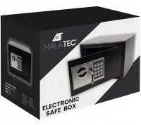 Electronic safe Malatec S8799 with 2 keys for storing money and valuables, furniture mini safe with electronic code and key Black