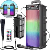 Outdoor Speaker with Microphone Hoco BS52 Billowing Outdoor Wireless Portable Bluetooth Speaker System, Stand-alone Karaoke, Remote Control and Color Music