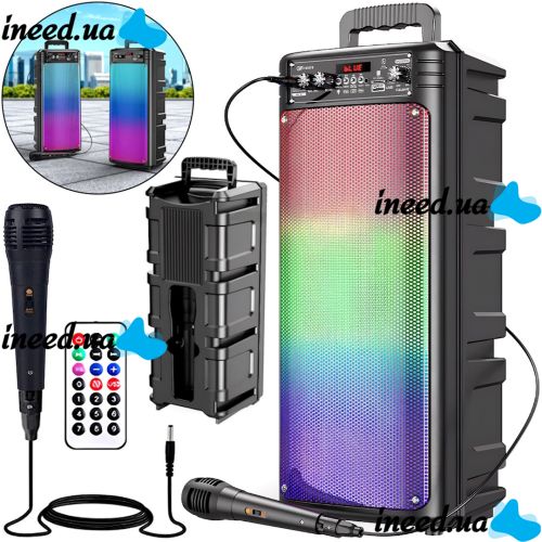 Outdoor Speaker with Microphone Hoco BS52 Billowing Outdoor Wireless Portable Bluetooth Speaker System, Stand-alone Karaoke, Remote Control and Color Music