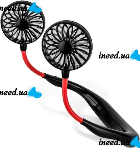 Портативний вентилятор на шию Neck Fan 360° бездротовий шийний спортивний охолоджувач 3 швидкості з акумулятором, LED-підсвічуванням і USB зарядкою