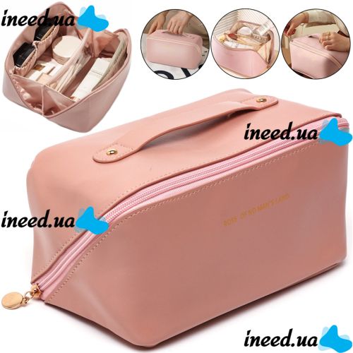 Косметичка органайзер для зберігання косметики Rose Of Mon's Land Beauty Box Bag жіноча дорожня сумка з ручкою, водонепроникна Mons 5078 Рожева