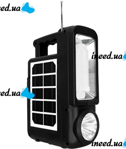 Переносна сонячна станція CcLamp CL-830 акумуляторний LED ліхтар повербанк з лампочкою і FM радіо на сонячній батареї USB Bluetooth Power Bank