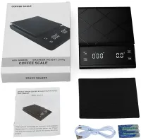 Kitchen Touch Scale Coffee Scale EK6012 up to 5 kg, cordless coffee weighing scale with LED display, timer and flat platform 4058