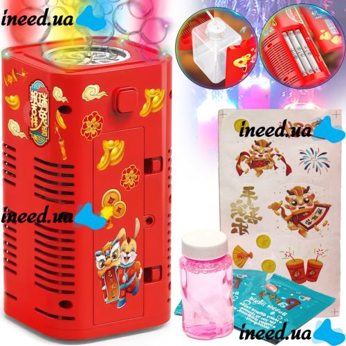 Automatic Soap Bubble Generator Fireworks Bubble Machine DXS6225 85ml Fireworks Machine with Light and Sound Effects Powered by Batteries