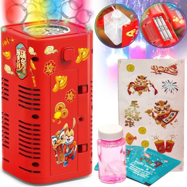Автоматический генератор мыльных пузырей Fireworks Bubble Machine DXS6225 85 мл машинка фейерверк со световыми и звуковыми эффектами на батарейках