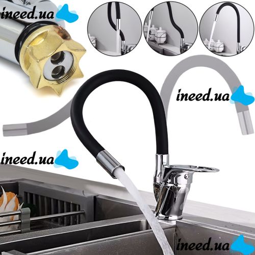 Flexible Kitchen Faucet Zegor YUB4-F181KB 47 cm Vertical Kitchen Faucet with Flexible Silicone Spout Bottom Connection Water Tap HA-181 Black