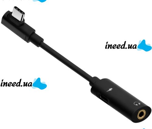 Перехідник Hoco LS19 2 в 1 Jack 3.5мм Type-C аудіо адаптер на 2 гнізда, конвертер для під'єднання зарядки та навушників до телефона Audio Converter