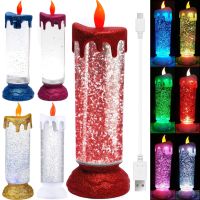 Нічник Свічка Romantic Candle H-86 декоративна Масляна Свічка зі снігом і блискітками, світильник зі світлодіодним LED підсвічуванням на батарейках RGB
