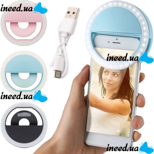 LED Selfie Ring Selfie Ring Light XL-191 8.5cm Backlight for Photo Lamp for Android IOS Phone Blue,Pink,Black