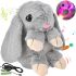 Musical plush bunny Repeat Happy Rabbit FJ8888 Grey children's soft toy hare with light and sound effects on a battery powered by USB