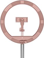 Настільна кільцева LED лампа на штативі Live Light JM-01 29 см селфи кільце з підсвічуванням і тримачем для телефону для фото і відео USB Рожеве