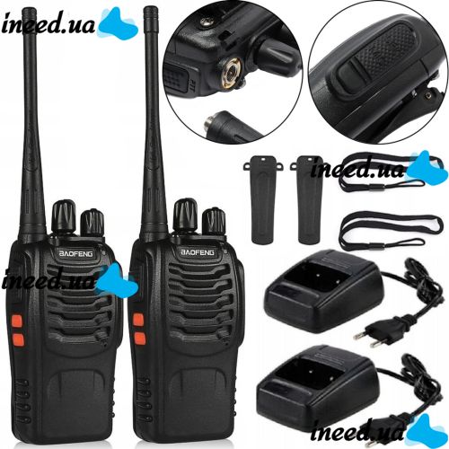 A set of two Baofeng BF-888S walkie-talkies with 16 channels up to 5 km, a radio station for 2 dual-band 1500 mAh walkie-talkies with built-in FM walkie-talkie