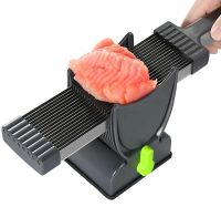 Ручная мясорубка слайсер Fresh Meat Slicer YLM-248 для тонкой нарезки и измельчения мяса, Ручной измельчитель LY-824 17 лезвий с подставкой Серый