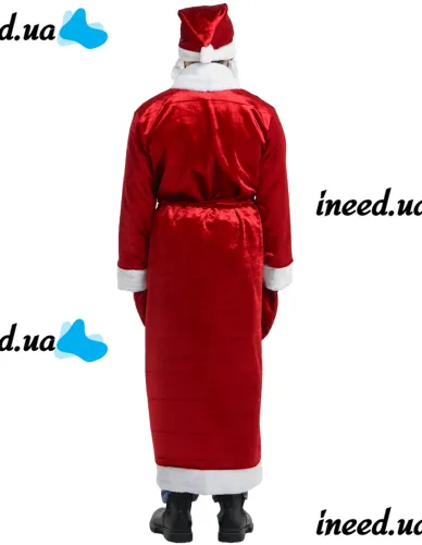 Original Santa Claus Adult New Year Costume for New Year, Universal Santa Claus Set Santa Claus Hat Fur Coat Belt Beard for Adults Red