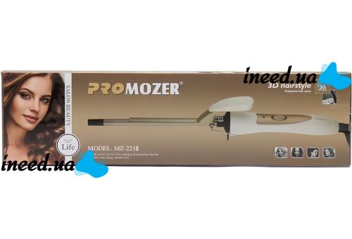 Плойка для афро кучерів Promozer MZ-2218 9 мм тонка афроплойка для завивки і укладання волосся, керамічні дрібні щипці з індикатором і підставкою 35W