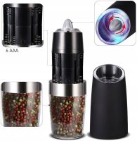 Електричний млин для спецій Spice Bottle Electronic ZX-D32 подрібнювач для солі та перцю з гравітаційним датчиком і підсвічуванням на батарейках