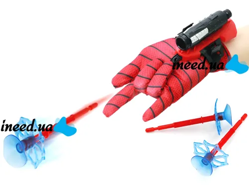 Детская игрушка перчатка бластер Человек Паук Spider Wrist Transmitter AND-5659 игрушечный пистолет на руку с арбалетом и 3 присосками Спайдер мен