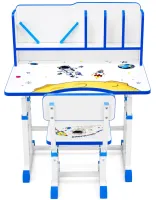 Bambi JU-5129 Convertible Children's Desk and Chair Set—Height-Adjustable Desk and Chair with Shelves and Backpack Holder, 26X-156, Blue