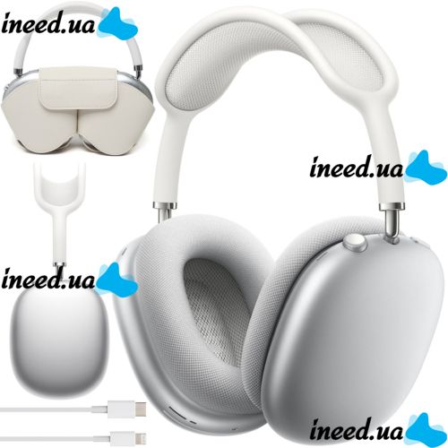 Wireless Bluetooth Headphones AirPods Max Silver Full-size Bluetooth Stereo Headphones with Microphone and Noise Reduction in the Smart Case MGYJ3