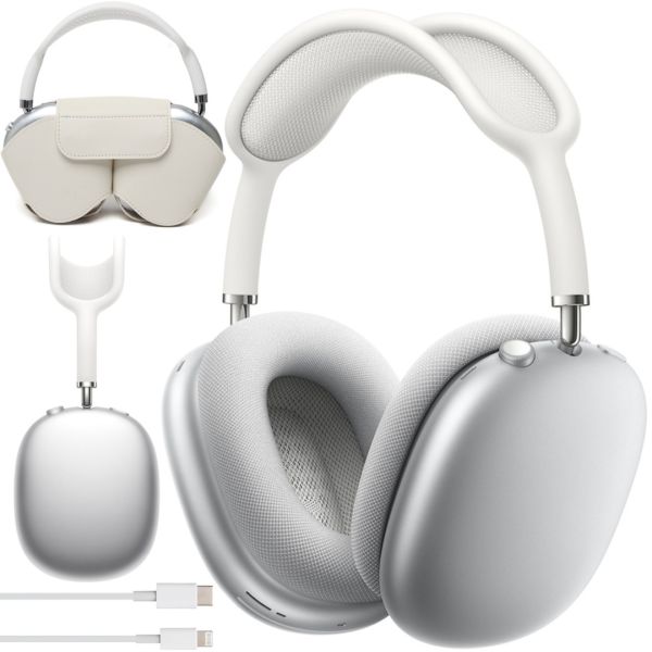 Беспроводные Bluetooth наушники AirPods Max Silver полноразмерные блютуз стереонаушники с микрофоном и шумоподавлением в чехле Smart Case MGYJ3