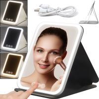 Косметичне сенсорне дзеркало для макіяжу Makeup Mirror MAG - 727 настільне акумуляторне дзеркало зі світлодіодним підсвічуванням на підставці від USB