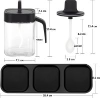 Набір контейнерів баночок Seasoning bottle set XL-730 3 відсіки по 400 мл для зберігання приправ і спецій, Комплект ємностей з кришками і ложками