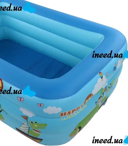 Детский надувной бассейн для купания Bestway JH-TZ13003 120x90 см прямоугольный игровой бассейн с мягким дном и сливом для малышей от 1 года VEN-1450