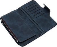 Жіночий замшевий гаманець Baellerry Forever N2345 Dark Blue жіноче портмоне, клатч на 10 відділень для зберігання купюр і дрібниці 19х10. 5 см Темно сині